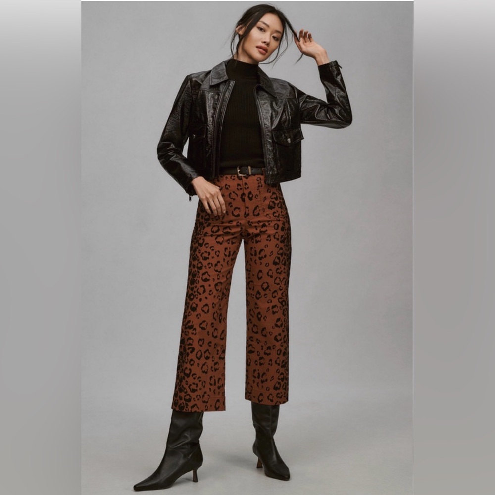 ✨Maeve (NWOT) The Colette Cropped Wide-Leg Animal Print Pants Size 26✨